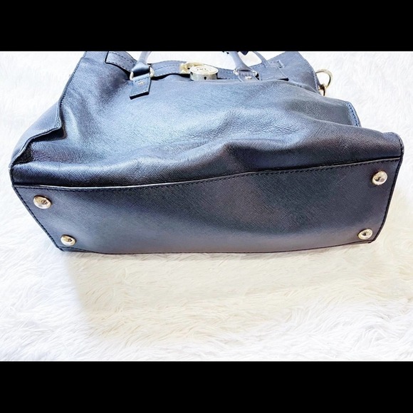 Michael Kors Hamilton Tote Bag Black Leather Gold - Picture 4 of 12